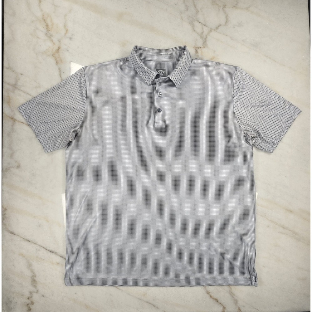 Callaway Men's XL Polo Shirt Opti-Dry Gray Micro Grid Performance Golf‎ Gorpcore